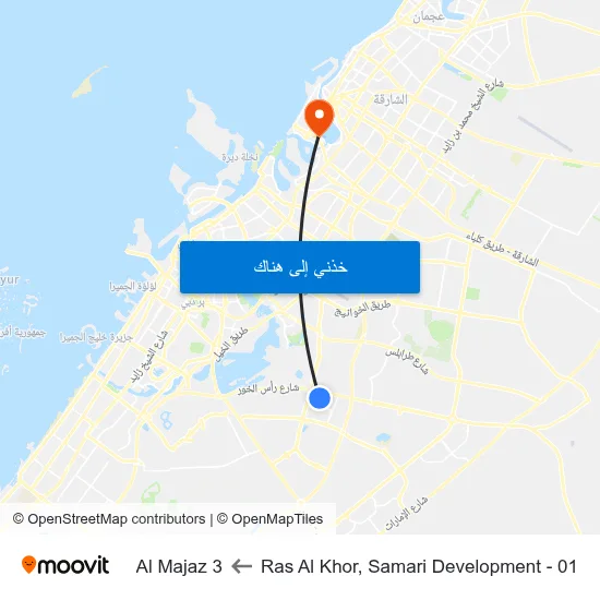 Ras Al Khor, Samari Development - 01 to Al Majaz 3 map