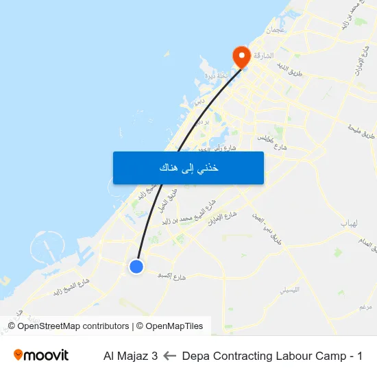 Depa Contracting Labour Camp - 1 to Al Majaz 3 map