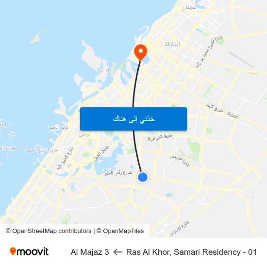 Ras Al Khor, Samari Residency - 01 to Al Majaz 3 map