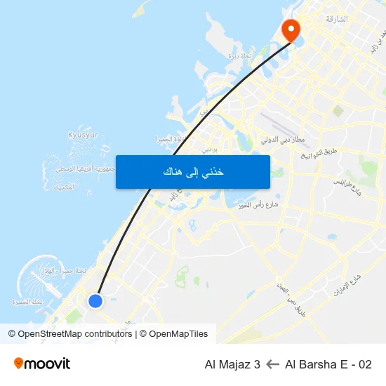 Al Barsha E - 02 to Al Majaz 3 map