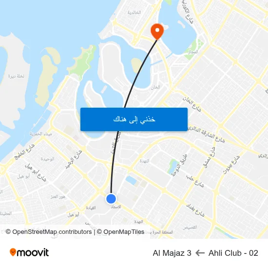 Ahli Club - 02 to Al Majaz 3 map
