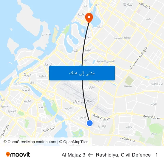 Rashidiya, Civil Defence - 1 to Al Majaz 3 map