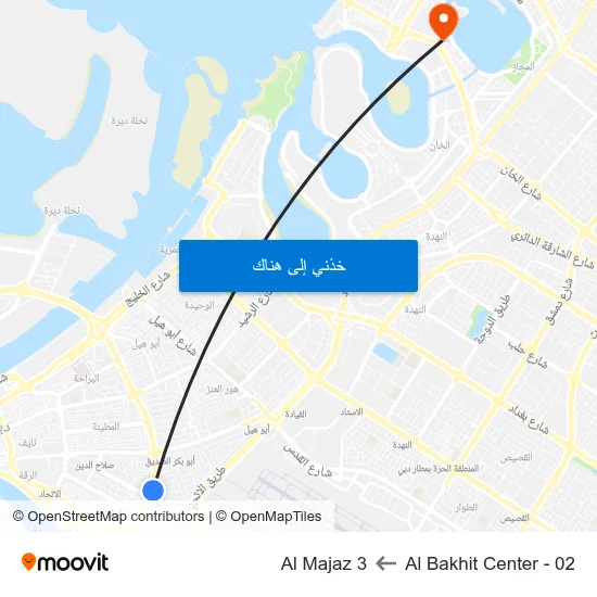 Al Bakhit Center - 02 to Al Majaz 3 map
