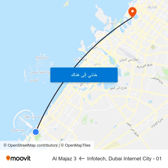 Infotech, Dubai Internet City - 01 to Al Majaz 3 map