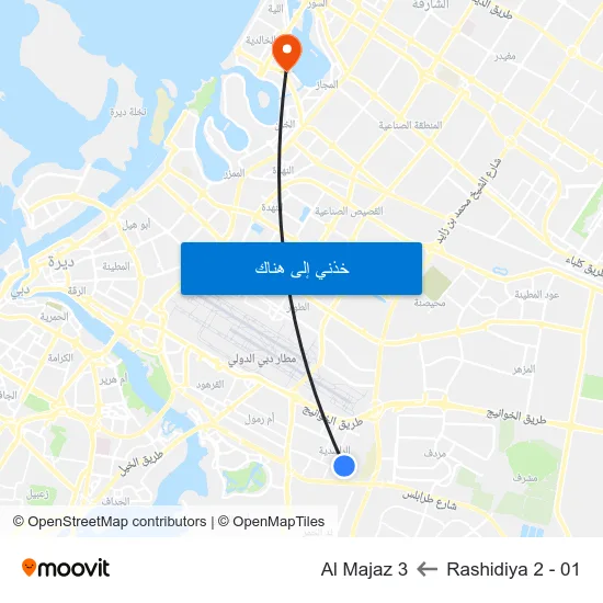 Rashidiya 2 - 01 to Al Majaz 3 map