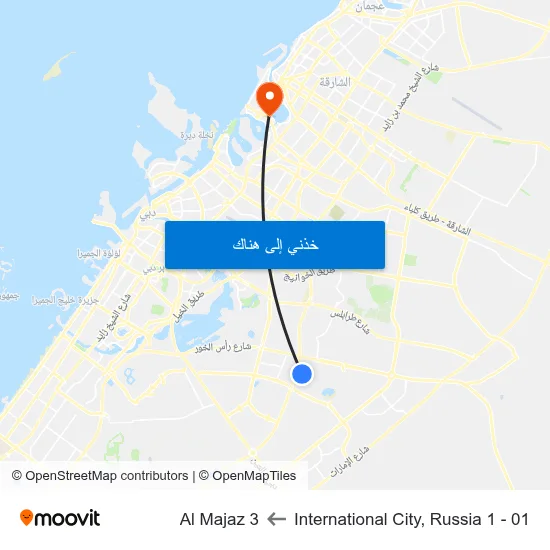International City, Russia 1 - 01 to Al Majaz 3 map