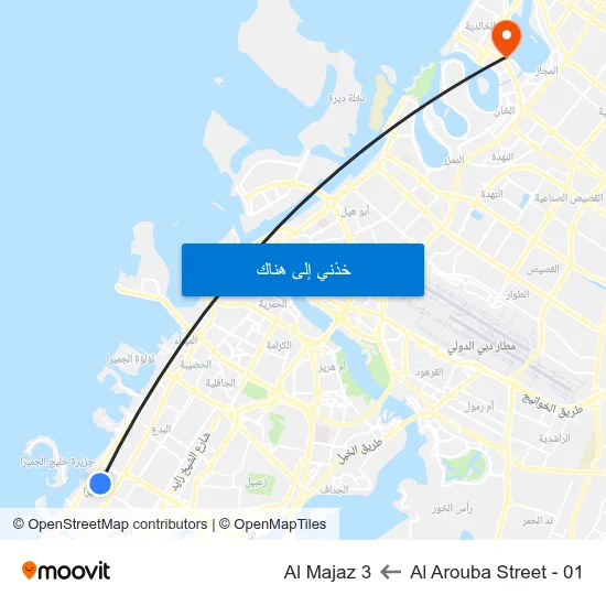 Al Arouba Street - 01 to Al Majaz 3 map