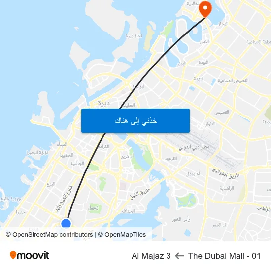 The Dubai Mall - 01 to Al Majaz 3 map