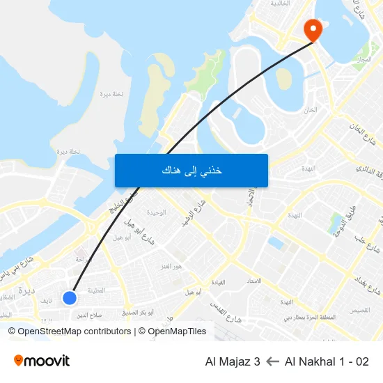 Al Nakhal 1 - 02 to Al Majaz 3 map