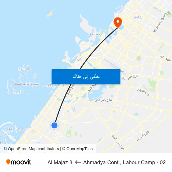 Ahmadya Cont., Labour Camp - 02 to Al Majaz 3 map