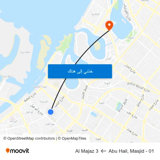 Abu Hail, Masjid - 01 to Al Majaz 3 map