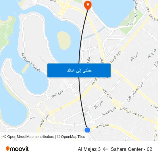 Sahara Center - 02 to Al Majaz 3 map