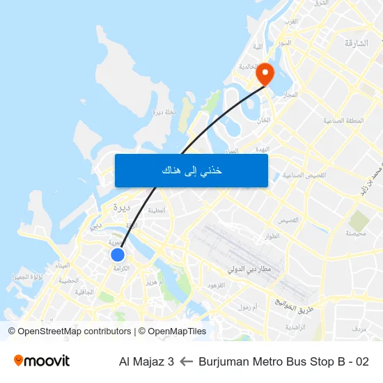 Burjuman Metro Bus Stop B - 02 to Al Majaz 3 map