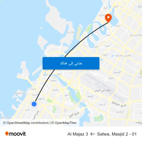 Satwa, Masjid 2 - 01 to Al Majaz 3 map