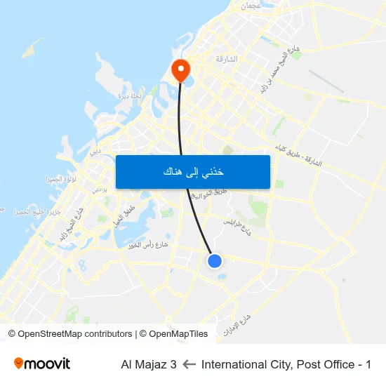 International City, Post Office - 1 to Al Majaz 3 map