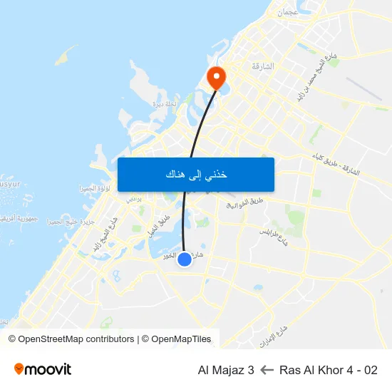 Ras Al Khor 4 - 02 to Al Majaz 3 map