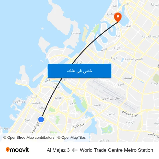 World Trade Centre Metro Station to Al Majaz 3 map