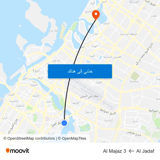 Al Jadaf to Al Majaz 3 map