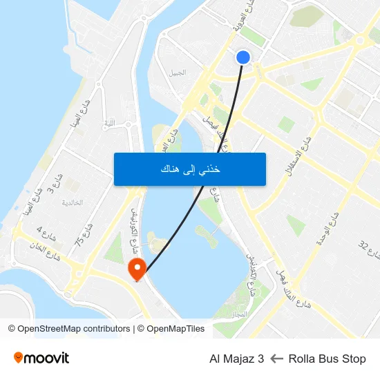 Rolla Bus Stop to Al Majaz 3 map
