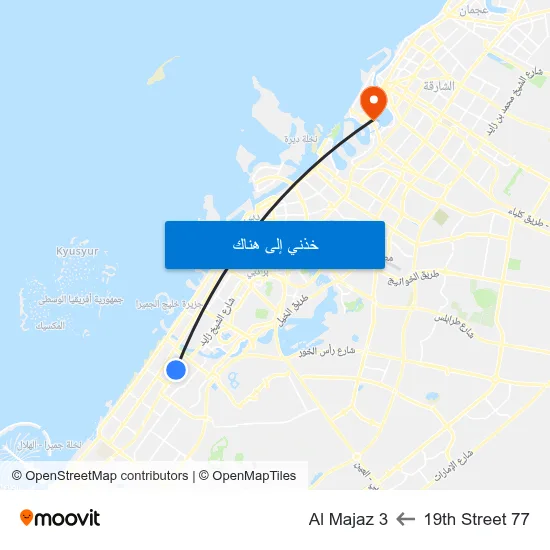 19th Street 77 to Al Majaz 3 map