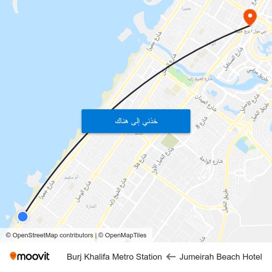 Jumeirah Beach Hotel to Jumeirah Beach Hotel map