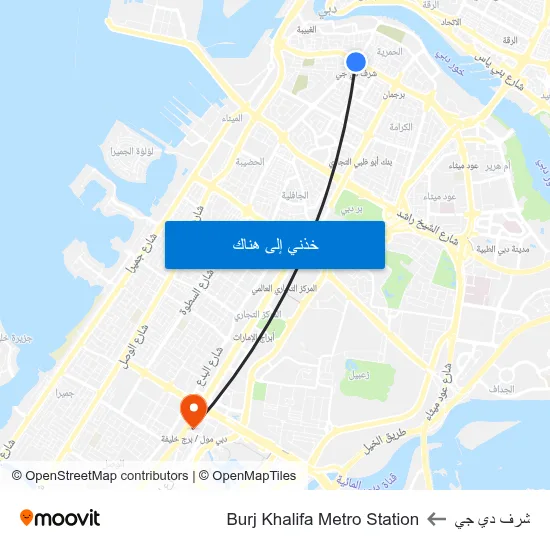 شرف دي جي to Burj Khalifa Metro Station map