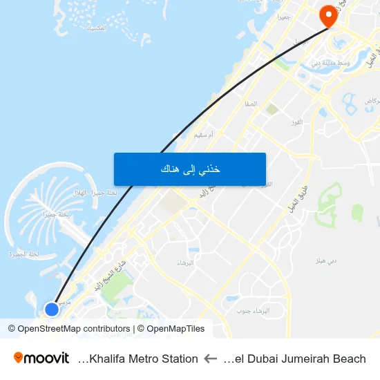 Sofitel Dubai Jumeirah Beach to Burj Khalifa Metro Station map
