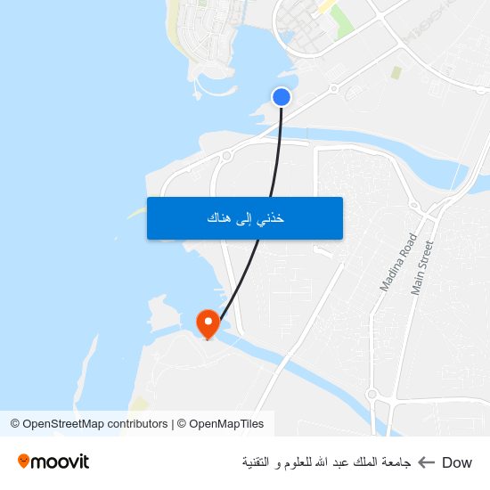 Dow to جامعة الملك عبد الله للعلوم و التقنية map