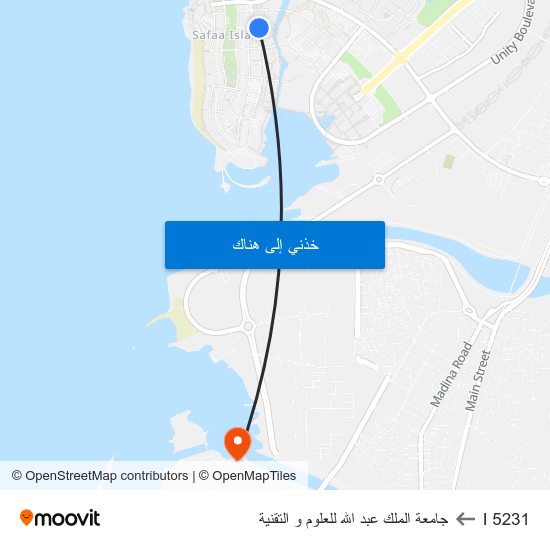 I 5231 to جامعة الملك عبد الله للعلوم و التقنية map