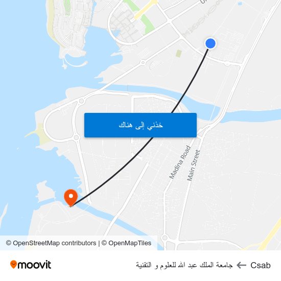 Csab to جامعة الملك عبد الله للعلوم و التقنية map