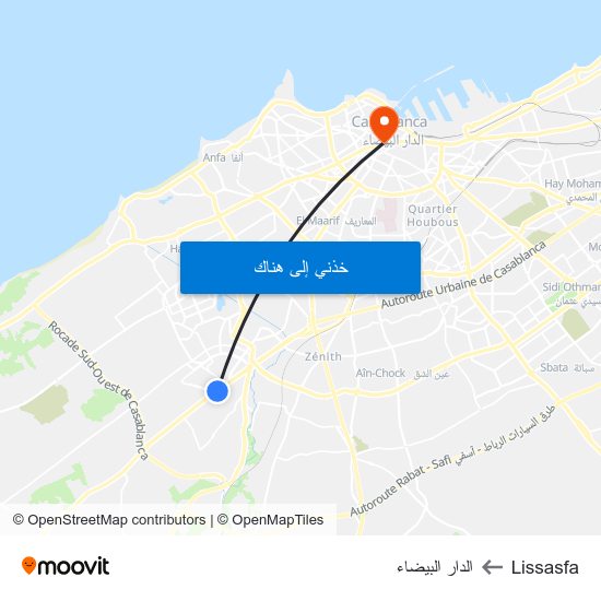 Lissasfa to الدار البيضاء map