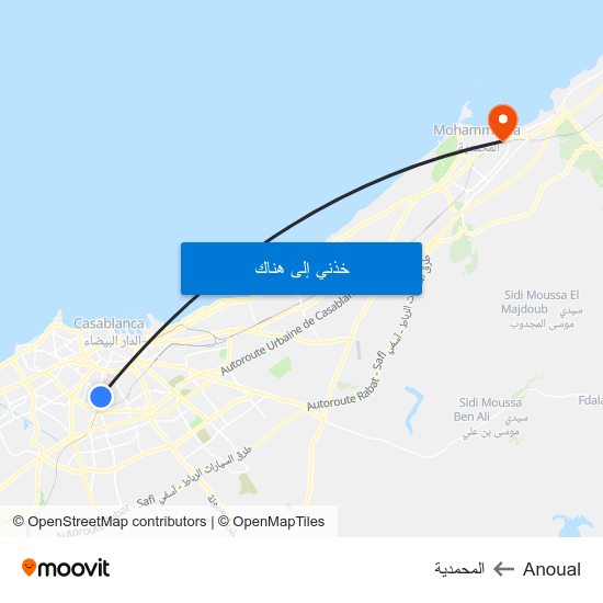 Anoual to المحمدية map