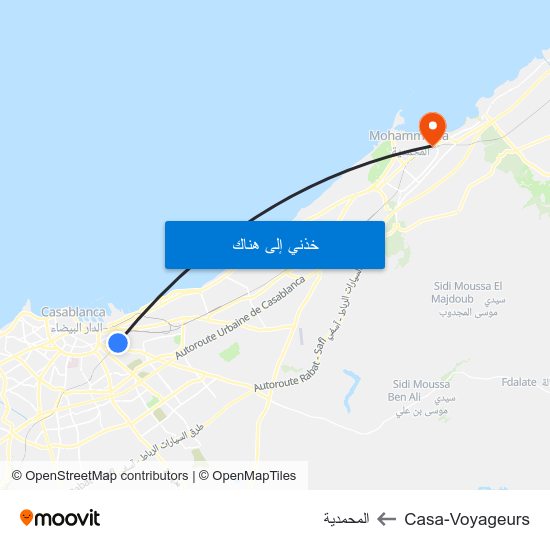 Casa-Voyageurs to المحمدية map