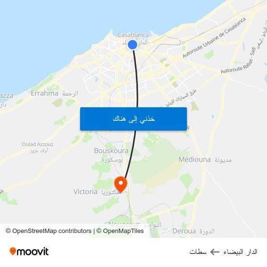 الدار البيضاء to سطات map