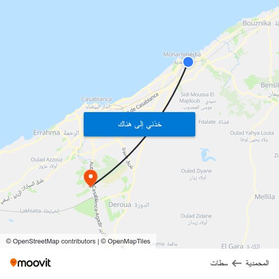 المحمدية to سطات map