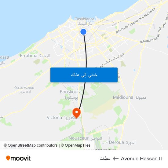 Avenue Hassan II to سطات map
