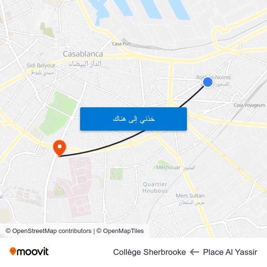 Place Al Yassir to Collège Sherbrooke map
