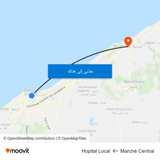 Marché Central to Hopital Local map