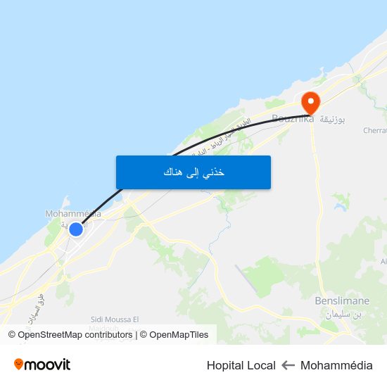 Mohammédia to Hopital Local map