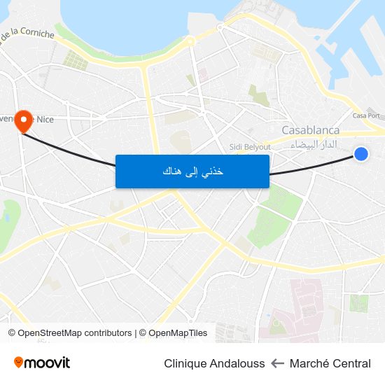 Marché Central to Clinique Andalouss map