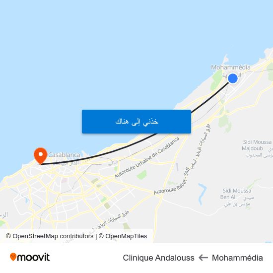 Mohammédia to Clinique Andalouss map