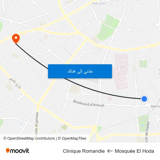 Mosquée El Hoda to Clinique Romandie map