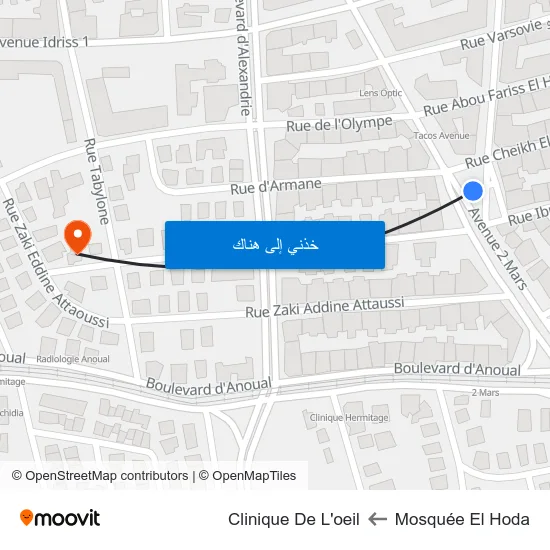 Mosquée El Hoda to Clinique De L'oeil map