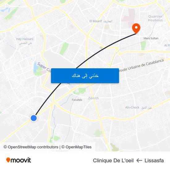 Lissasfa to Clinique De L'oeil map