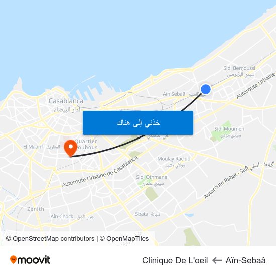 Aïn-Sebaâ to Clinique De L'oeil map