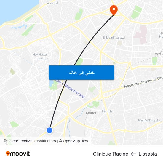 Lissasfa to Clinique Racine map