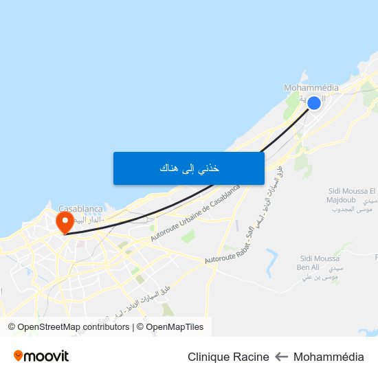 Mohammédia to Clinique Racine map