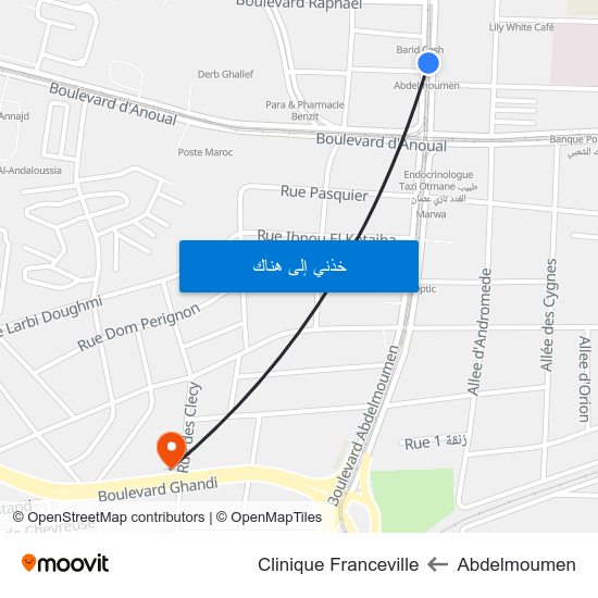 Abdelmoumen to Clinique Franceville map
