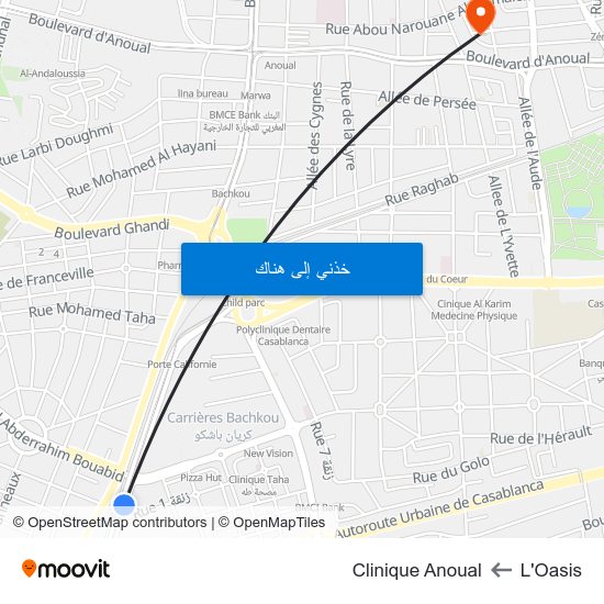 L'Oasis to Clinique Anoual map