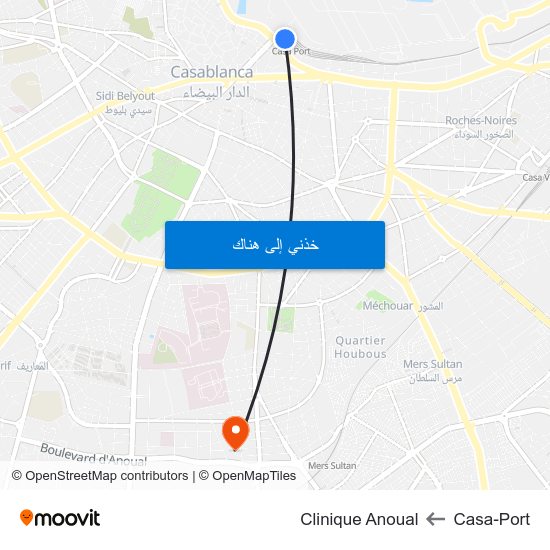 Casa-Port to Clinique Anoual map